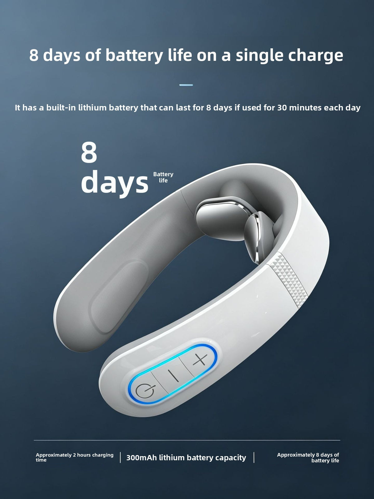 Batería de 300 mAh con hasta 8 días de uso